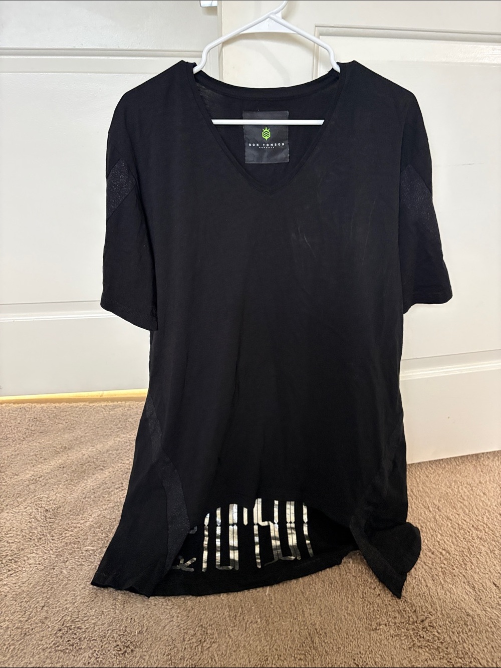 Ron Tomson Black V-Neck Short Sleeve Tee
